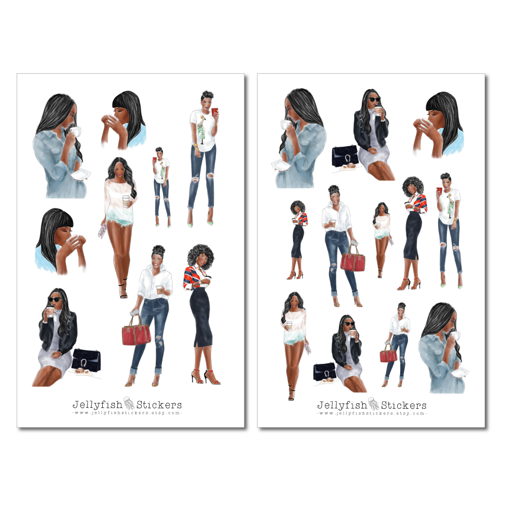 Girls Coffee Sticker Set