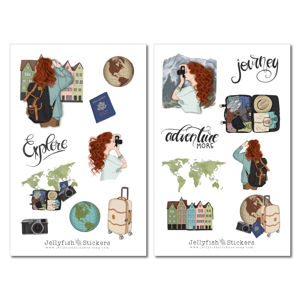 Travel Girl Sticker Set