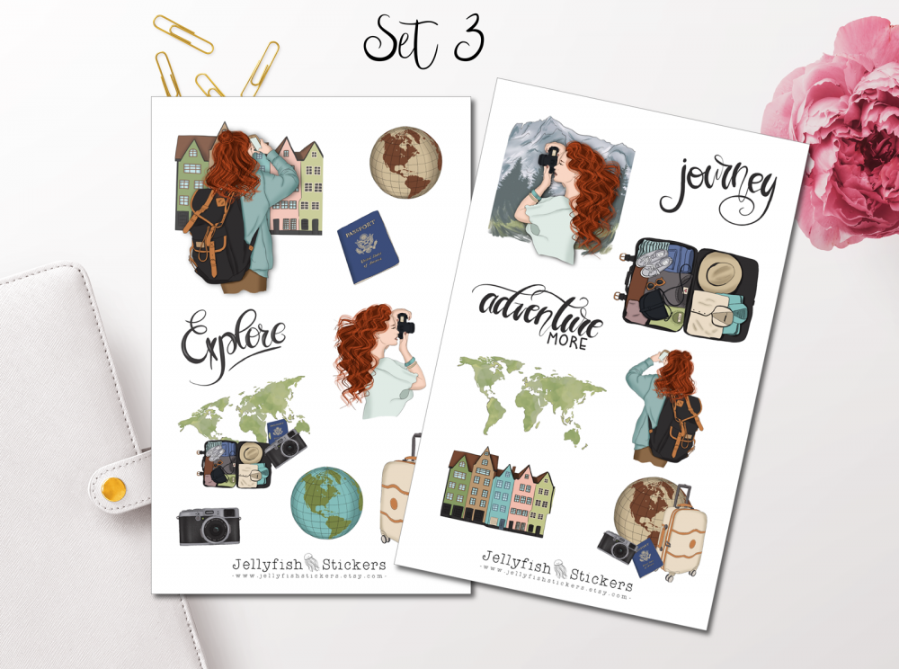 Travel Girl Sticker Set