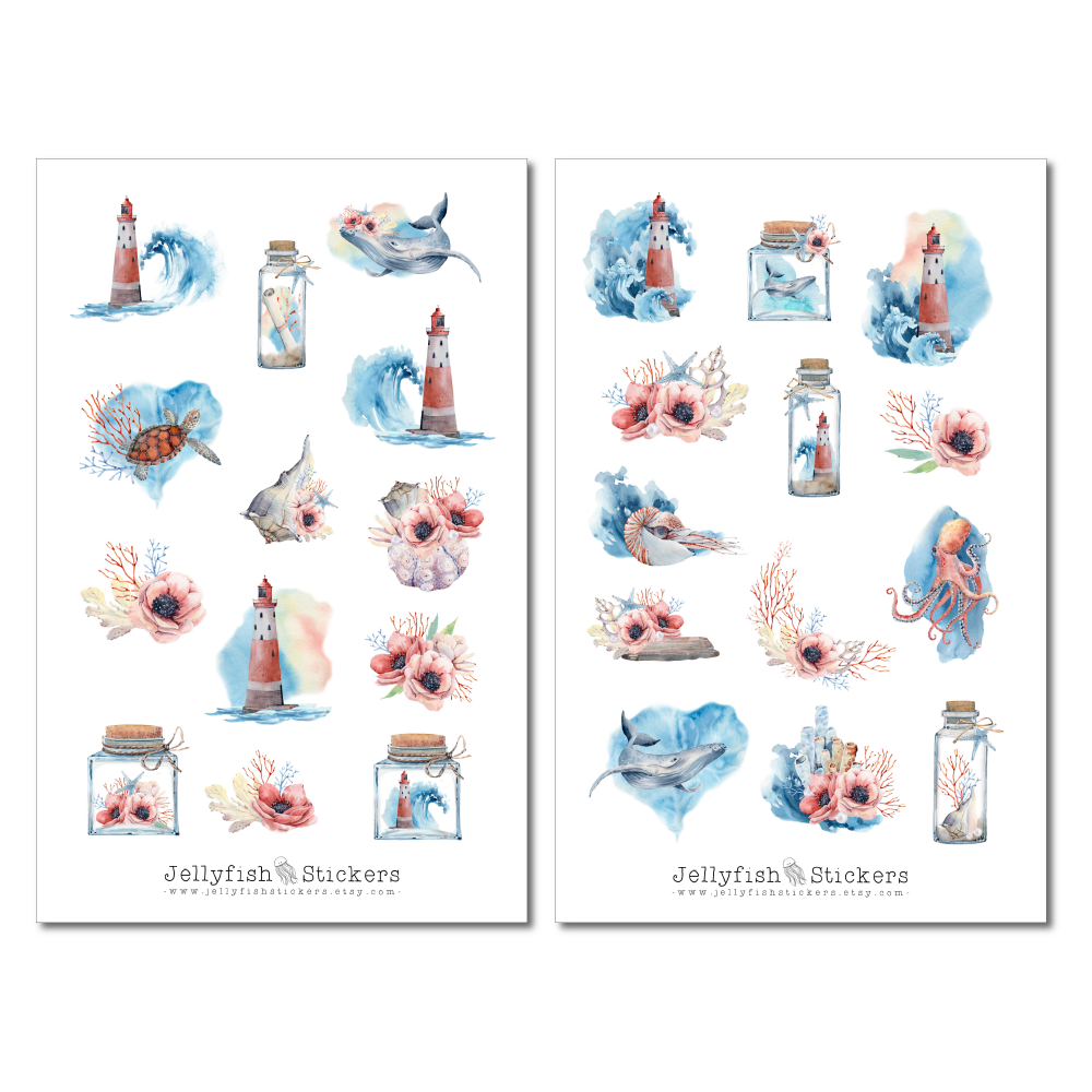 Maritime Watercolor Sticker Set