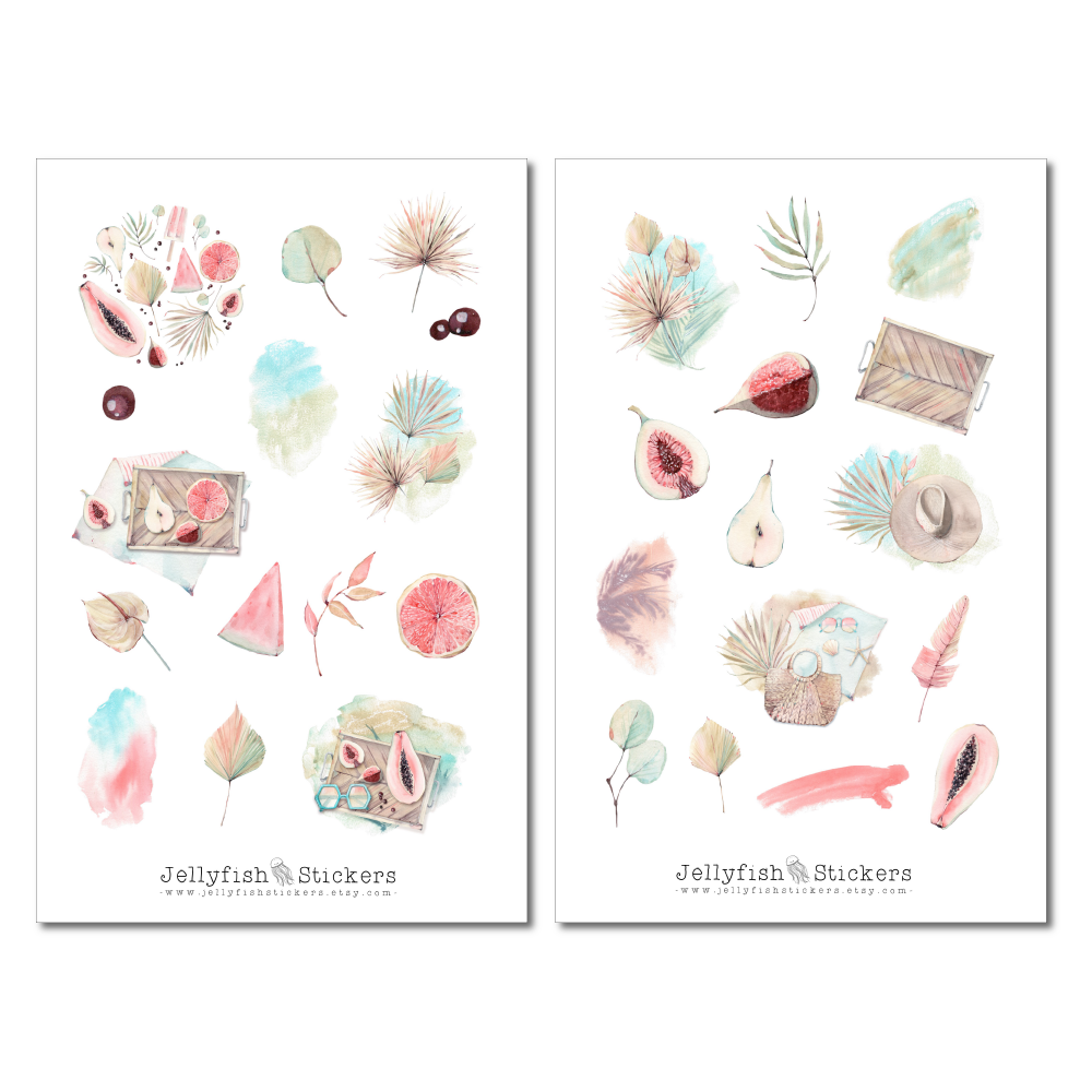 Sommer Watercolor Sticker Set