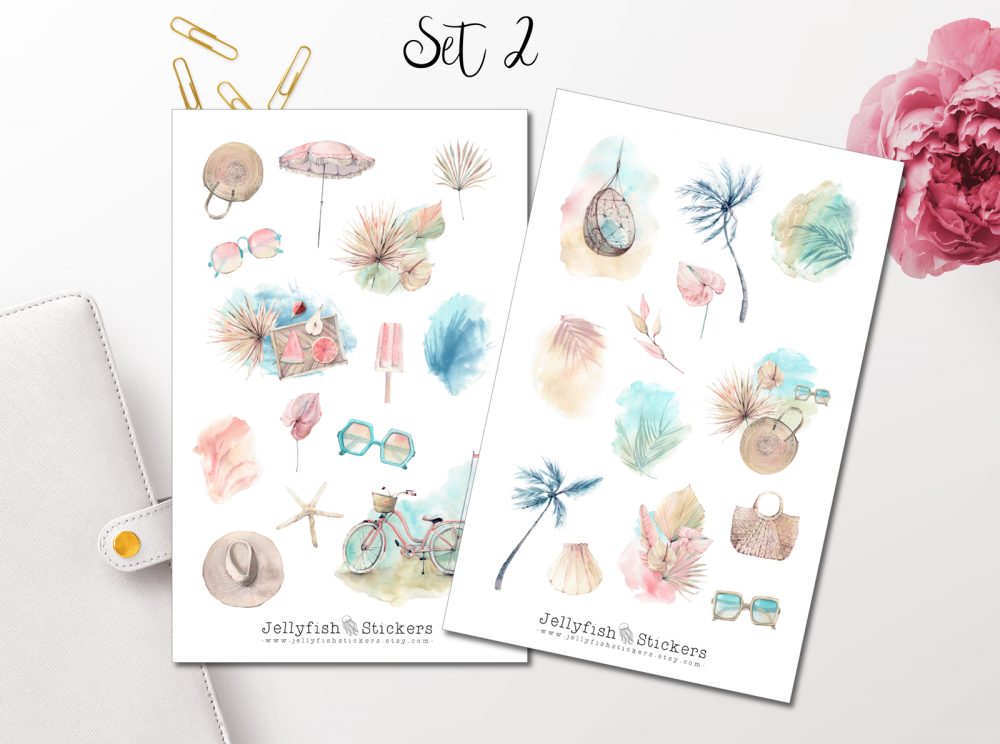 Sommer Watercolor Sticker Set