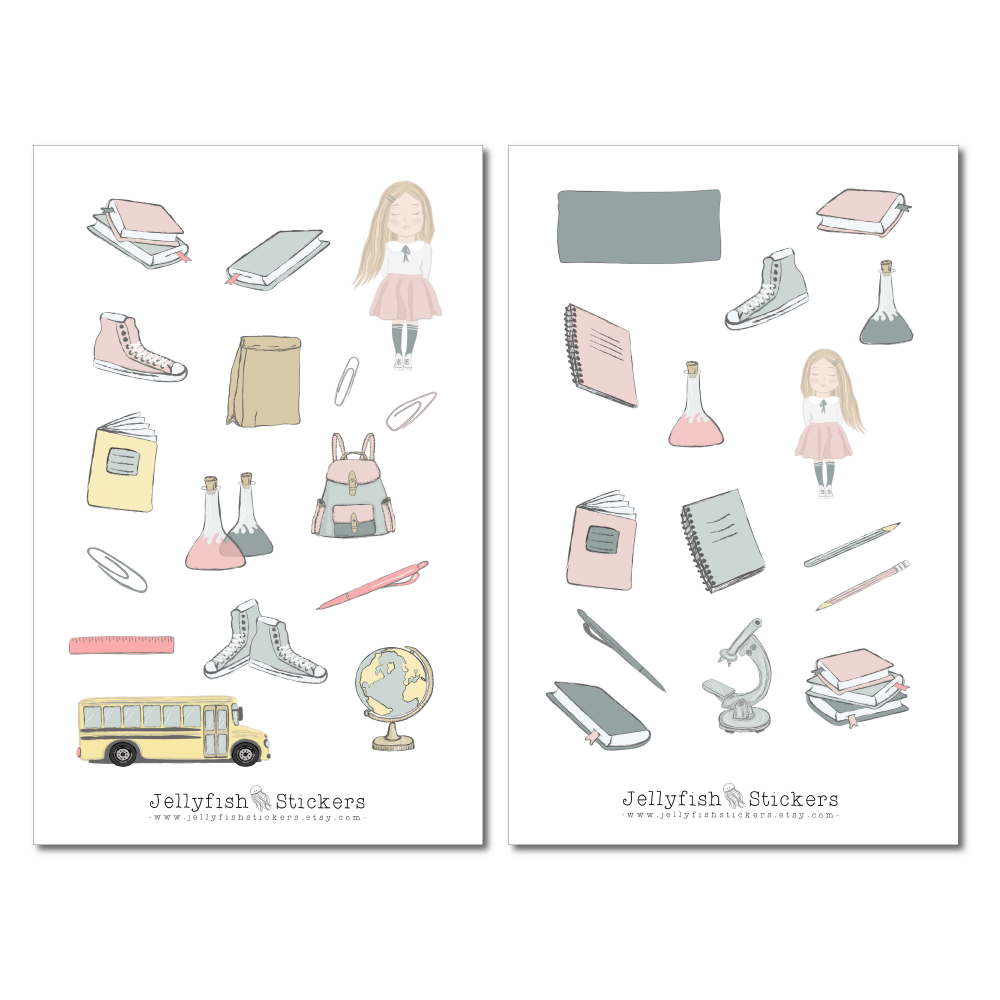 Mädchen Schule Sticker Set