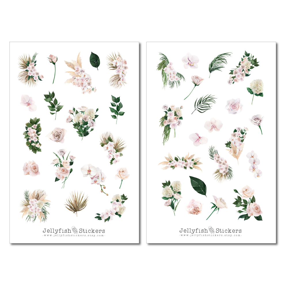 Blumen Beige Sticker Set