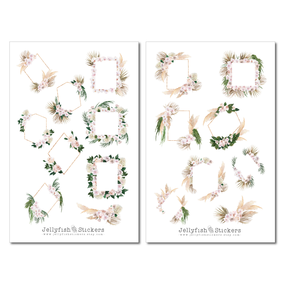 Blumen Beige Sticker Set