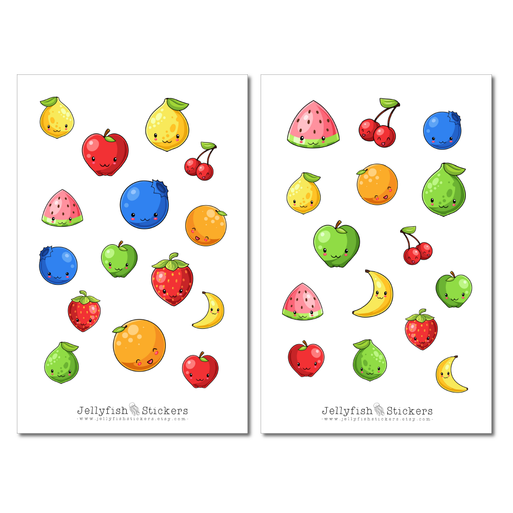 Niedliches Obst Sticker Set