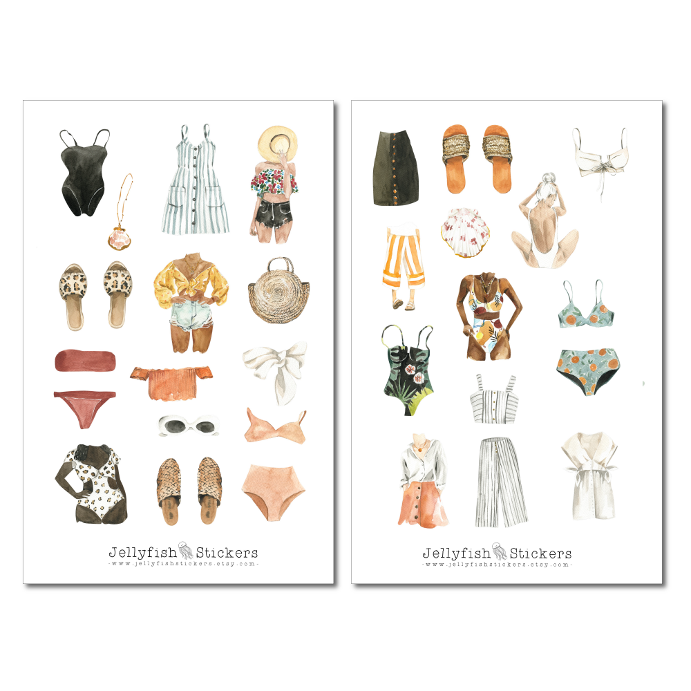 Sommer Mode Sticker Set