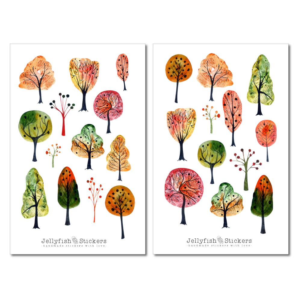 Herbst Bäume Sticker Set