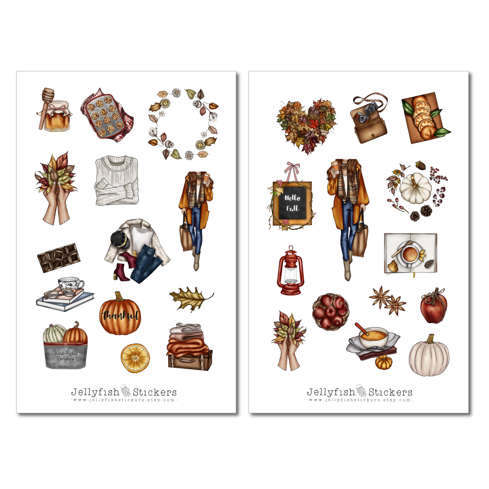 Autumn Girls Sticker Set