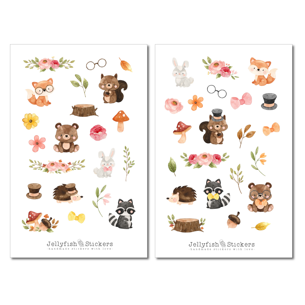 Herbst Tiere niedlich Sticker Set