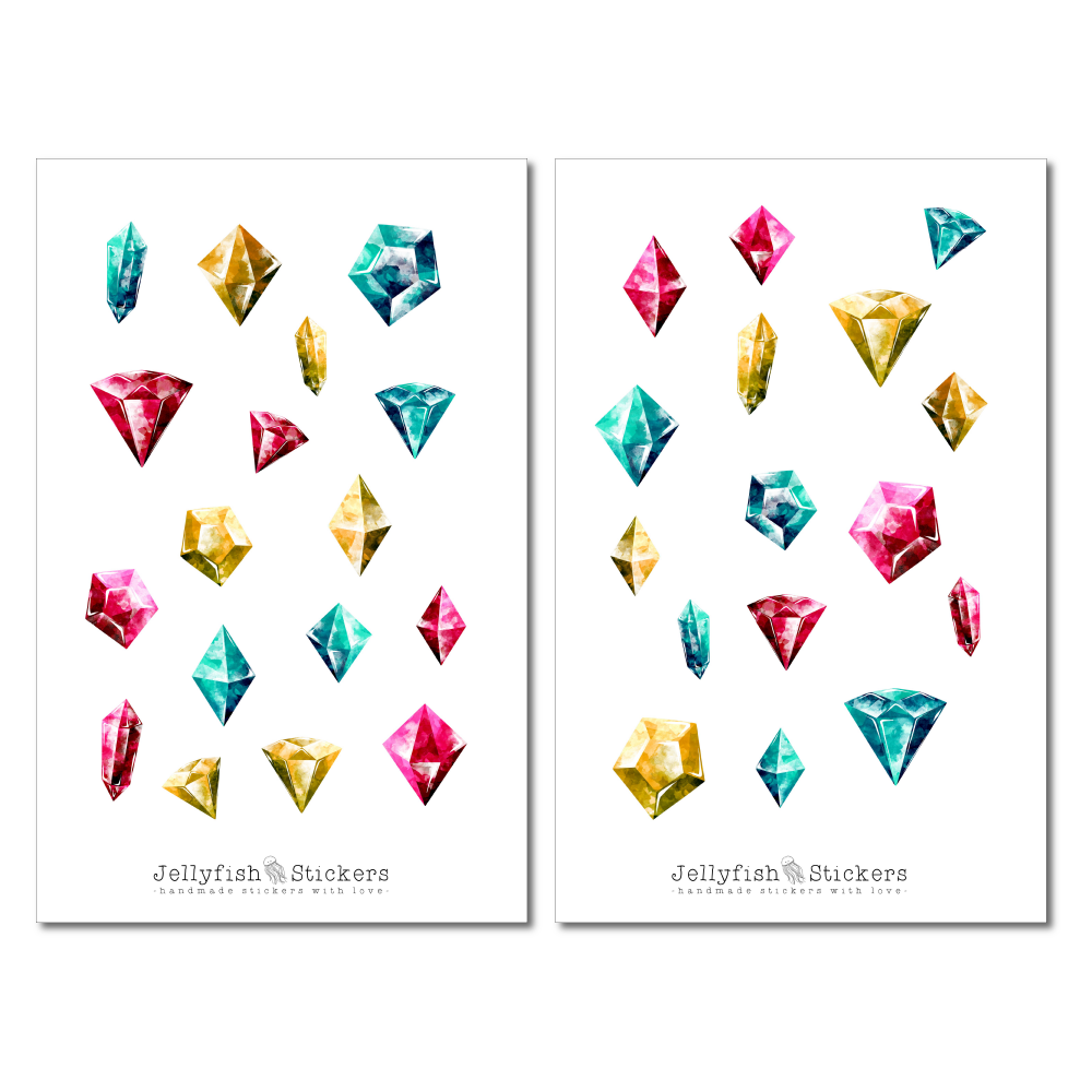 Diamanten Aquarell Sticker Set