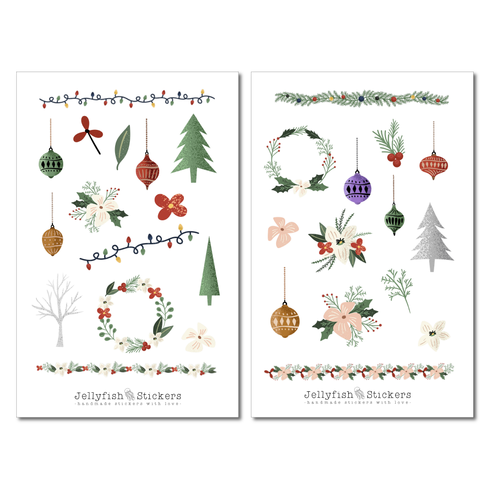 Christmas Flowers Sticker Set