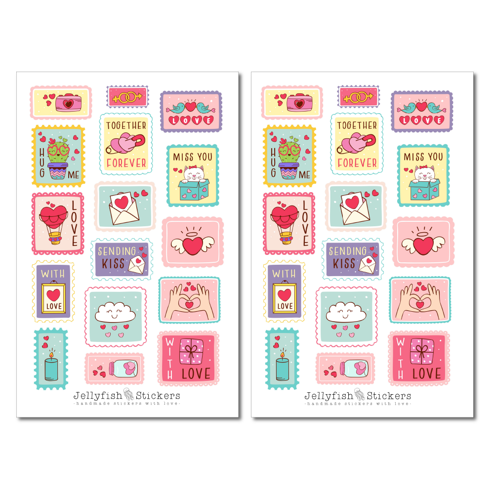 Briefmarken Liebe Sticker Set