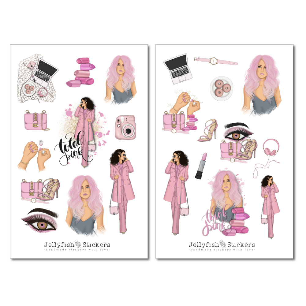 Girls Pink Sticker Set