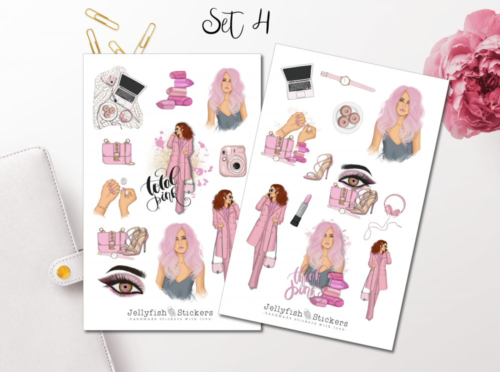 Jellyfish Stickers - Mädchen Pink Sticker Set