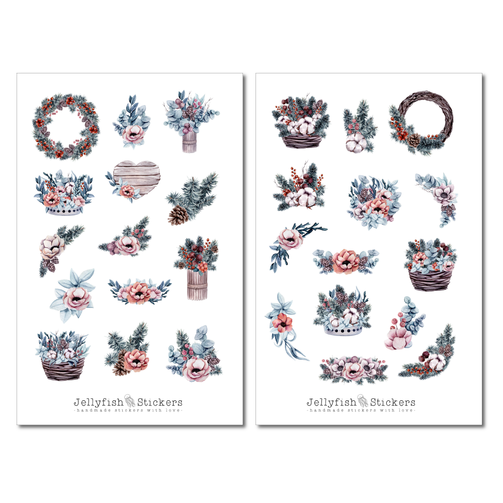 Winter Pflanzen Sticker Set