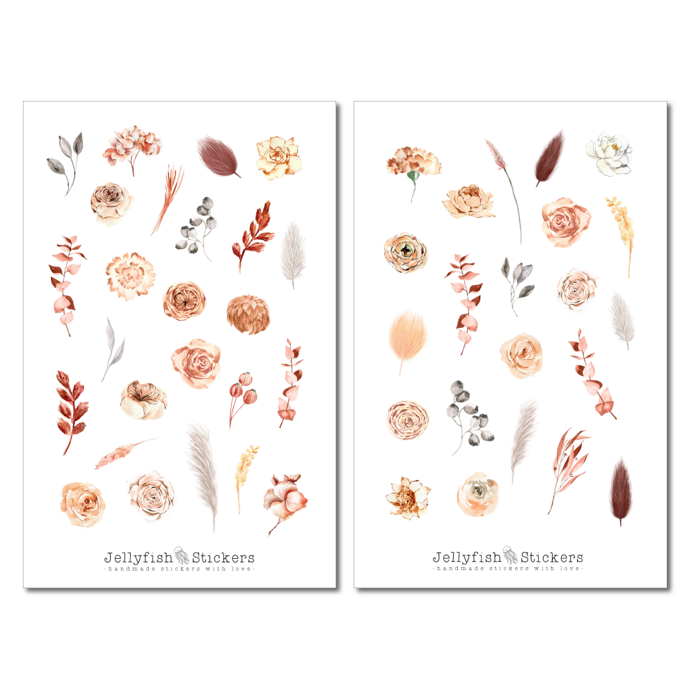 Beige Flowers Sticker Set