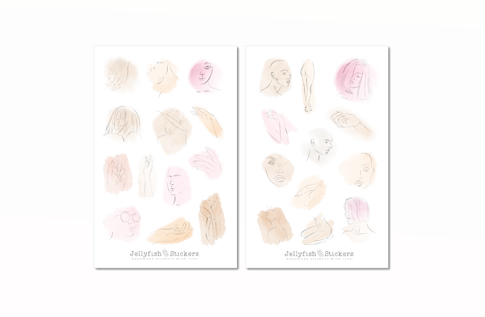 Frauen Gesichter Sticker Set