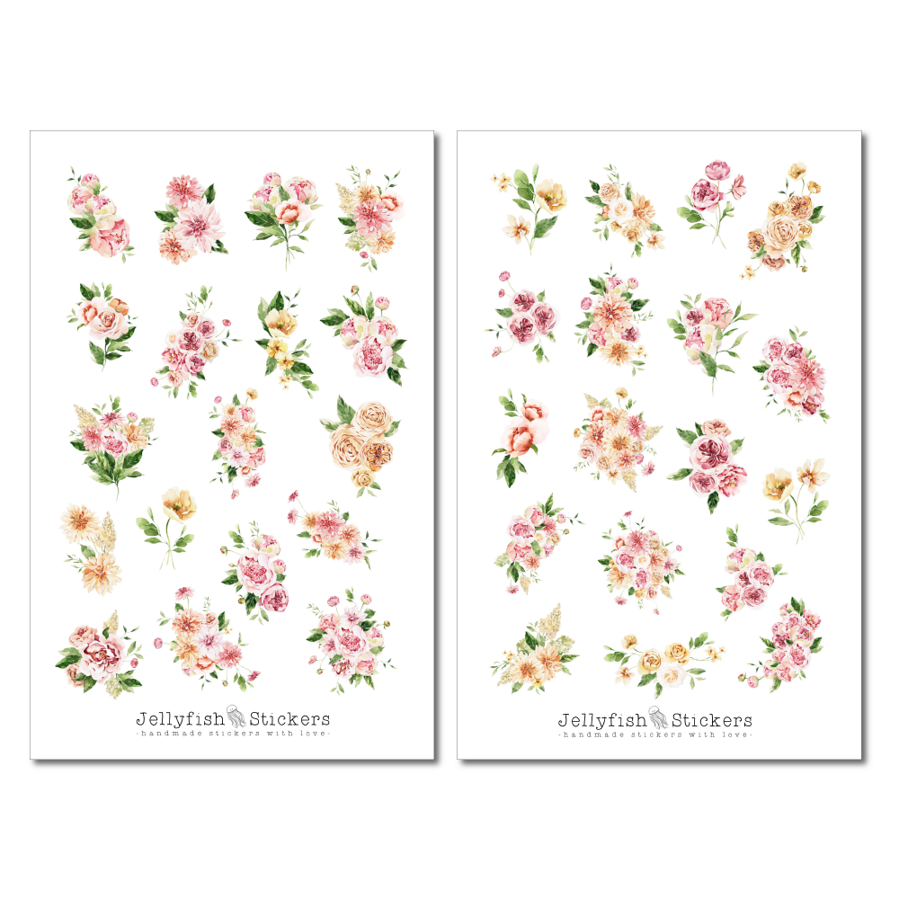 Pink Flowers Sticker Set