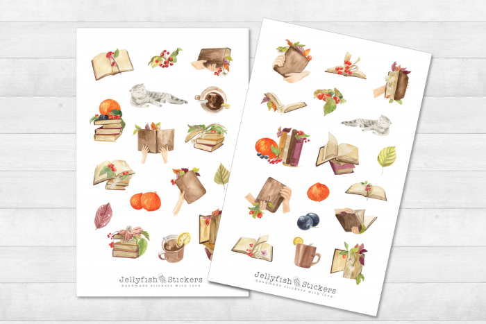 Books Autumn Sticker Set