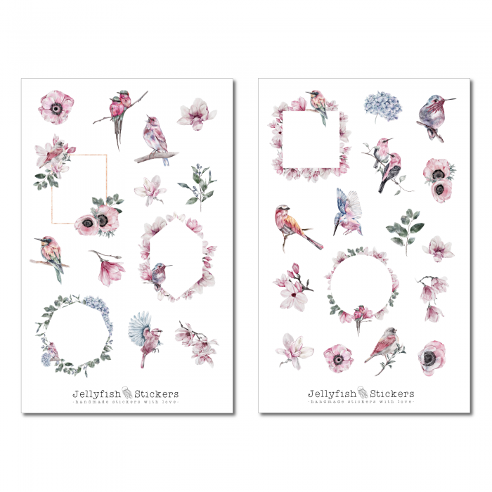 Rosa Blumen Sticker Set