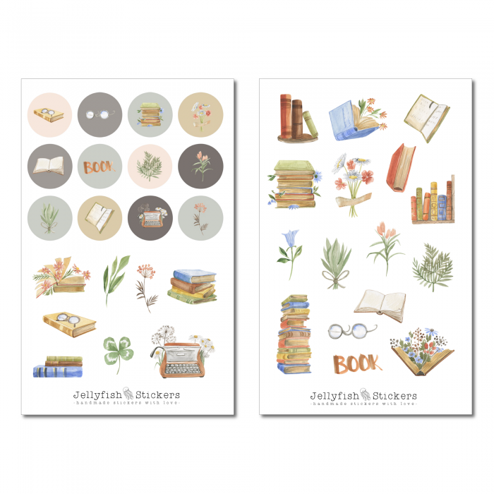 Bücher Floral Sticker Set