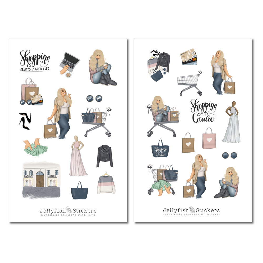 Mädchen Shopping Sticker Set