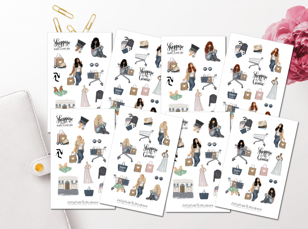 Jellyfish Stickers - Mädchen Shopping Sticker Set