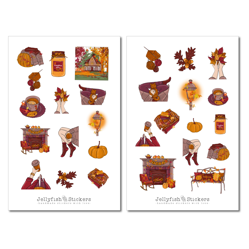 Girls Fall Sticker Set