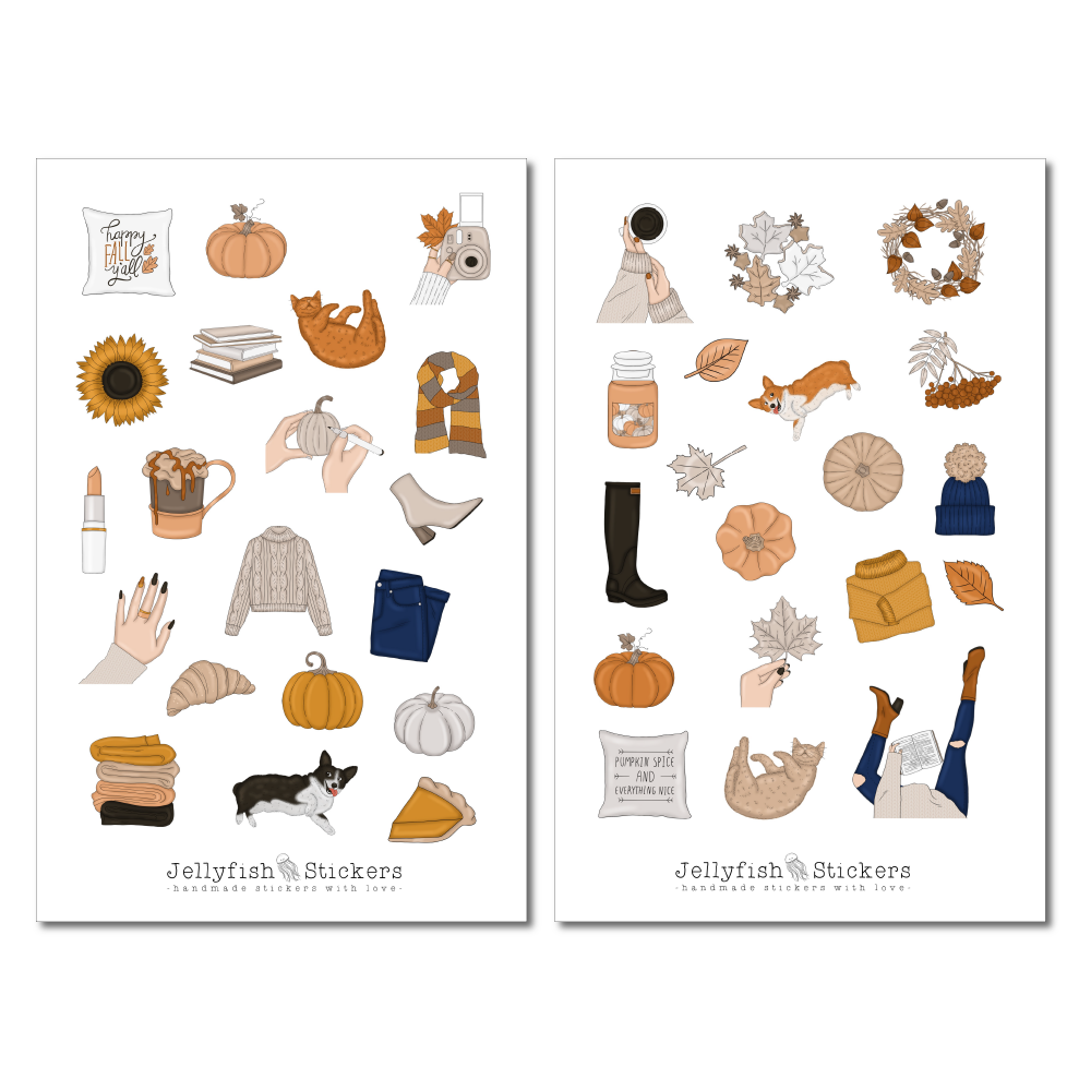 Girls Fall Sticker Set