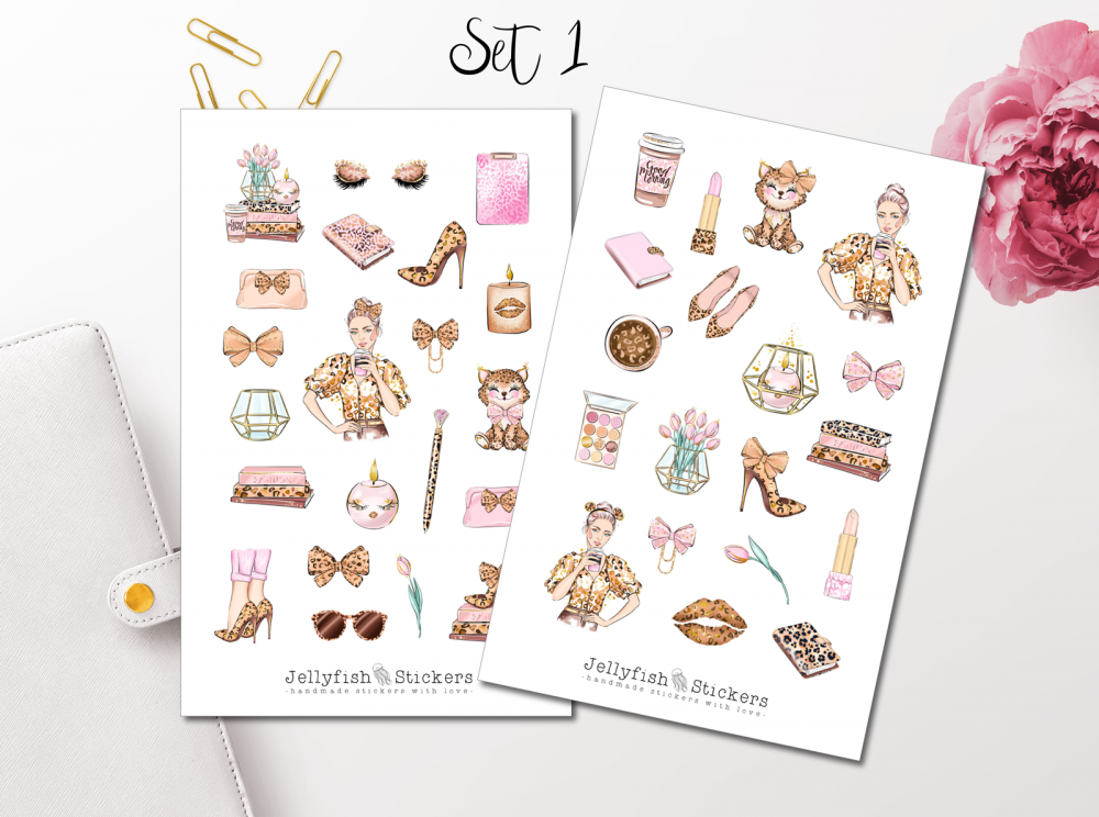 Mädchen Leopard Sticker Set