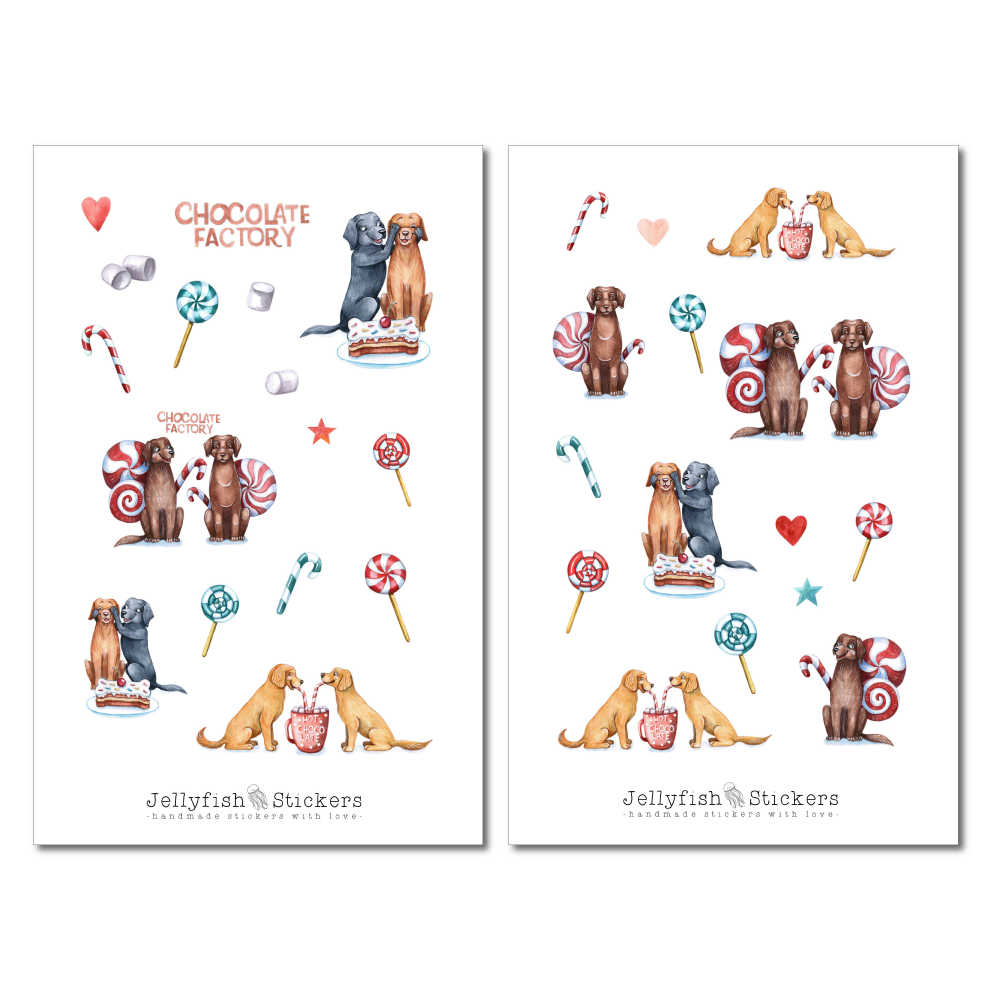 Hunde Süßigkeiten Sticker Set