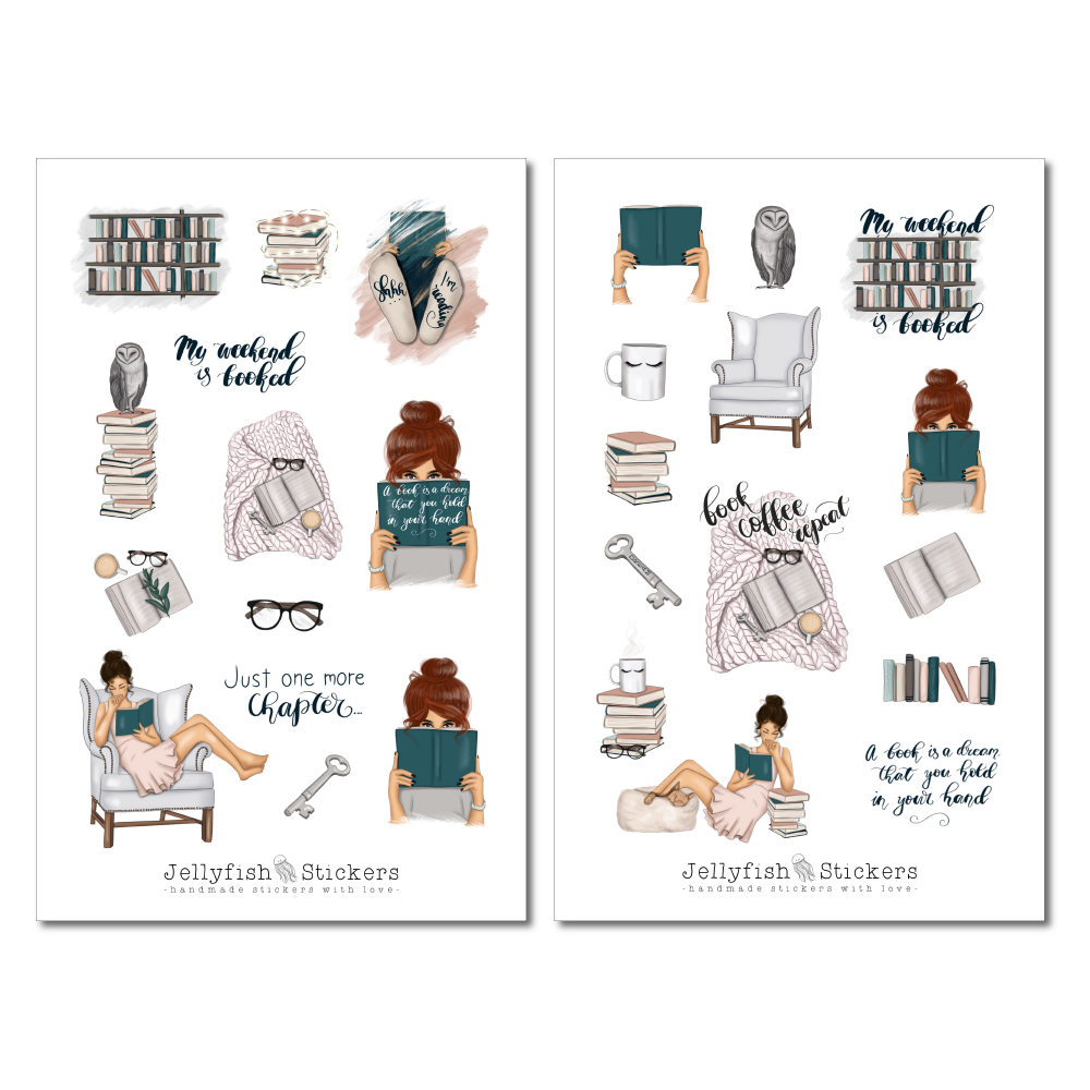 Mädchen Bücher Sticker Set