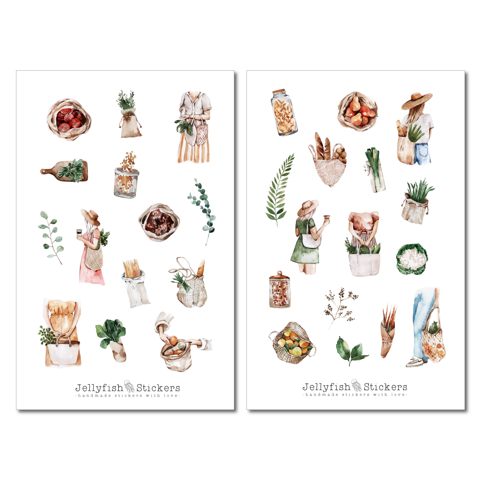 Markt Kochen Sticker Set
