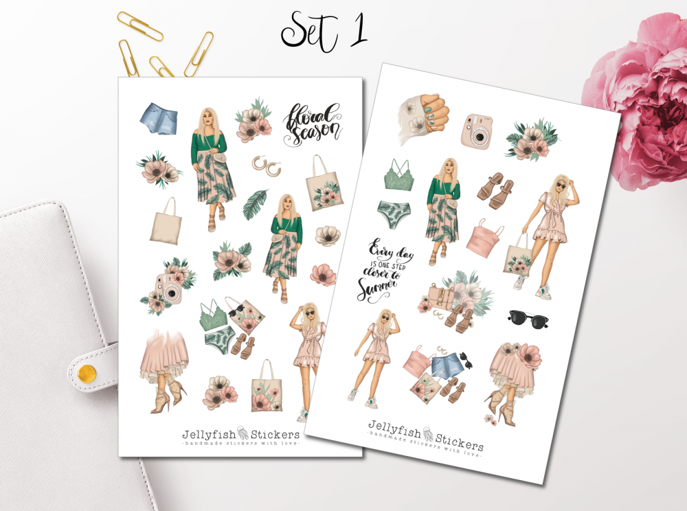 Jellyfish Stickers - Mädchen Frühling Sticker Set
