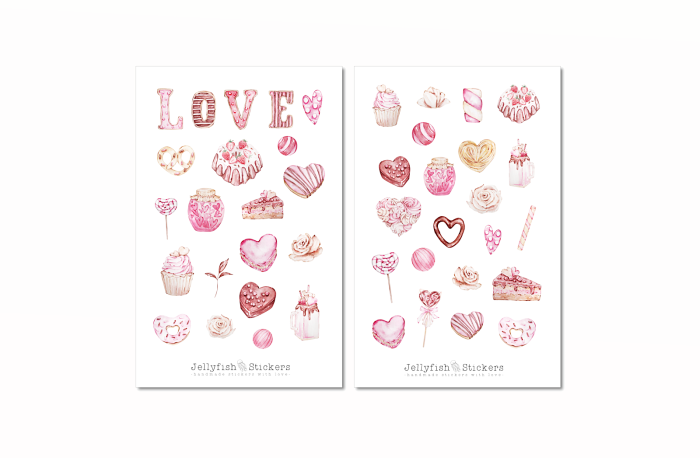 Valentinstag Süßigkeiten Sticker Set