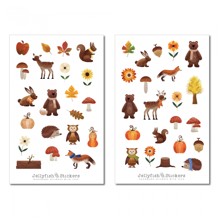 Herbst Tiere Sticker Set