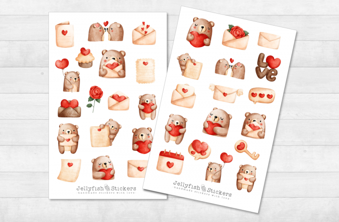 Valentine's Day Bears Sticker Set