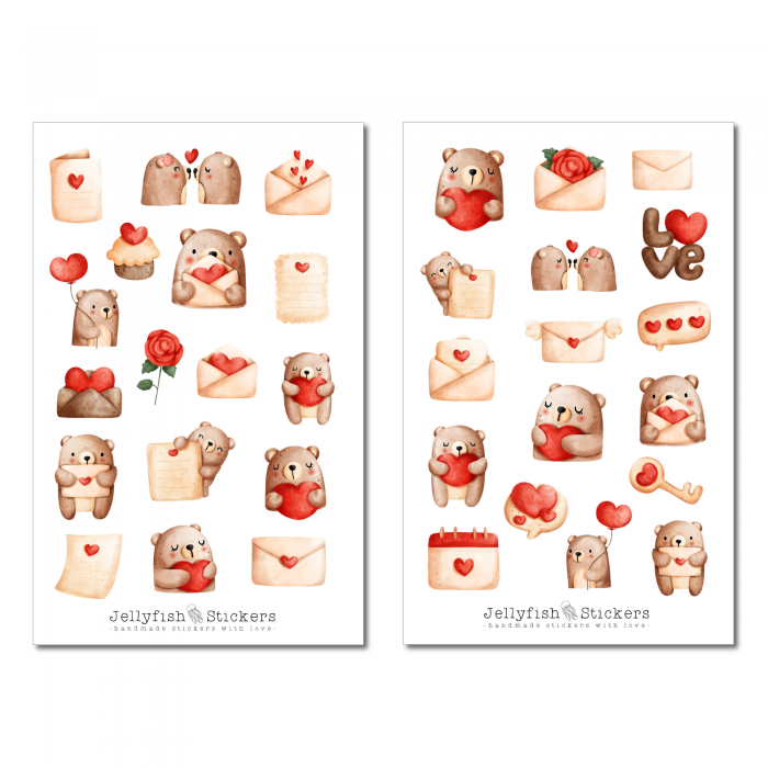 Valentine's Day Bears Sticker Set