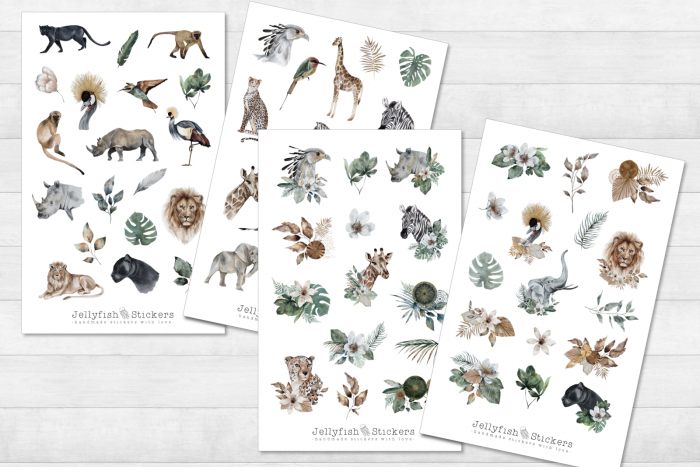 Dschungeltiere Sticker Set