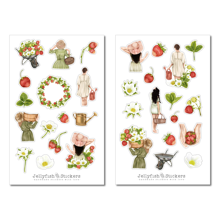 Erdbeeren Sticker Set