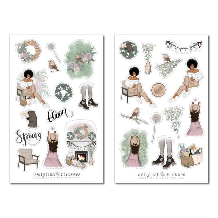 Mädchen Frühling Sticker Set