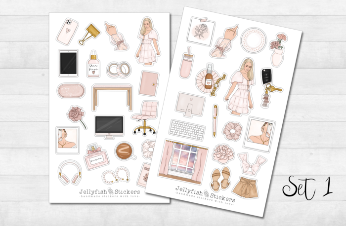 Rosa Planner Girl Mädchen Sticker Set