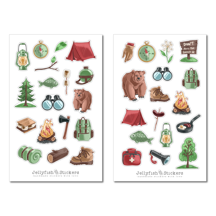 Camping Sticker Set