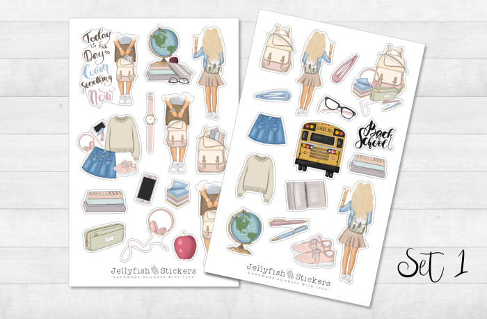 Mädchen Schule Sticker Set