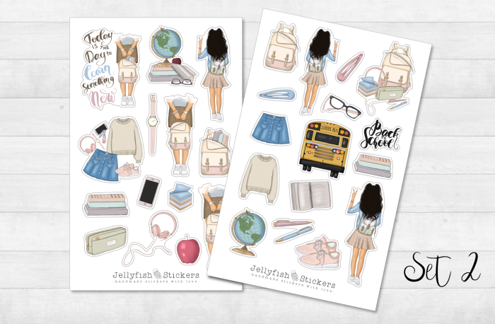 Mädchen Schule Sticker Set