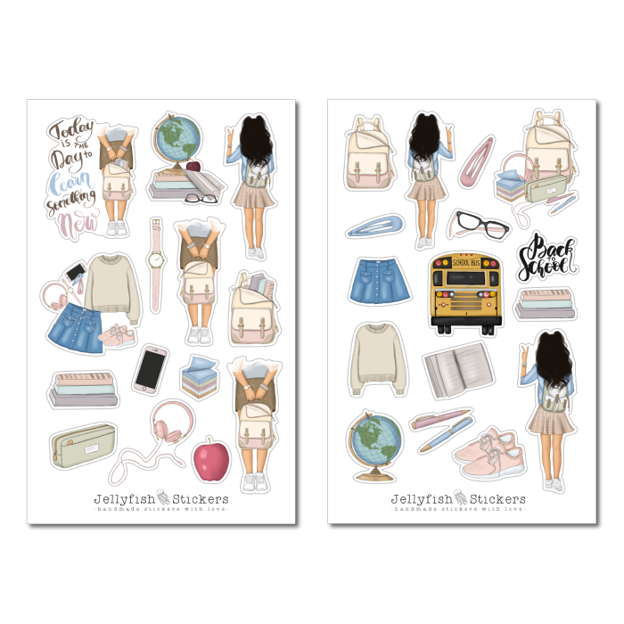 Mädchen Schule Sticker Set