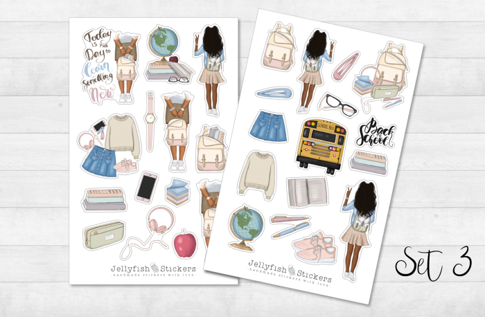Mädchen Schule Sticker Set