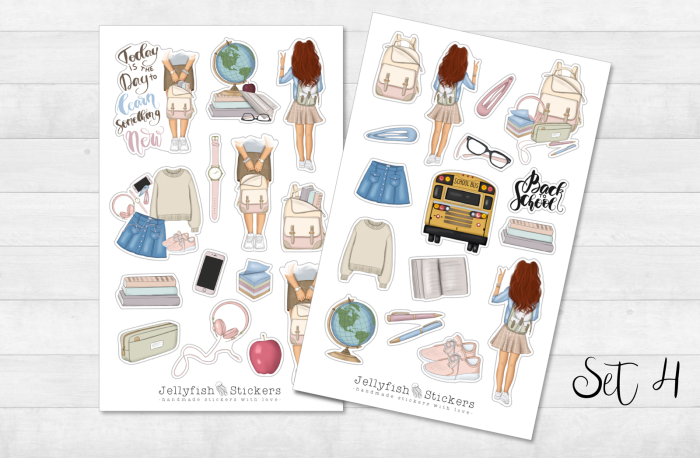 Mädchen Schule Sticker Set