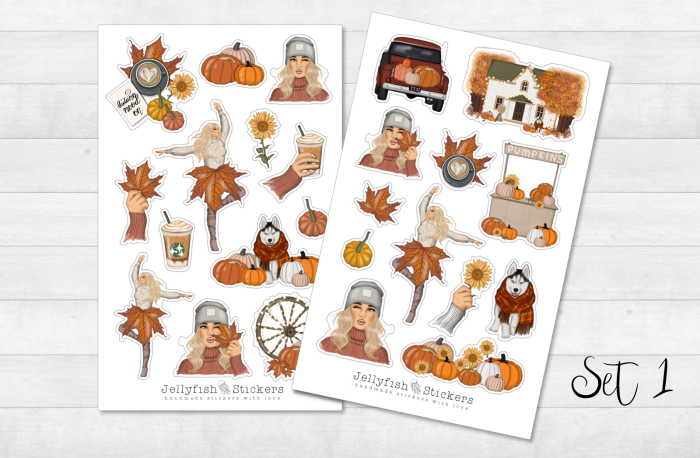 Mädchen Herbst Sticker Set